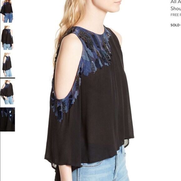 FREE people embellished cold shoulder top - Picture 3 of 13